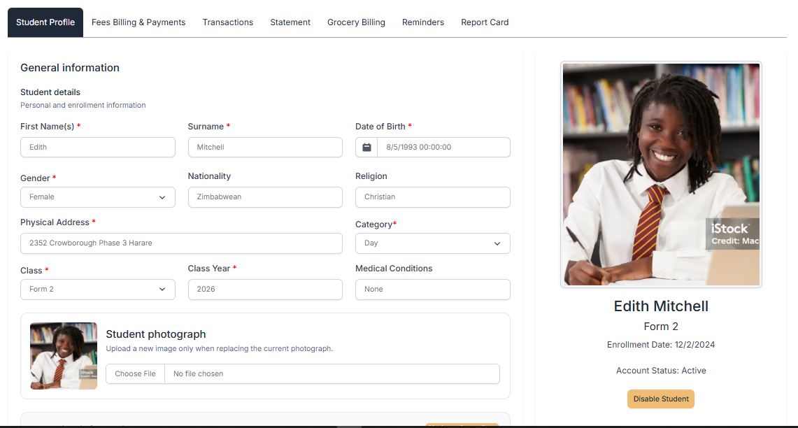 Sekani student administration record